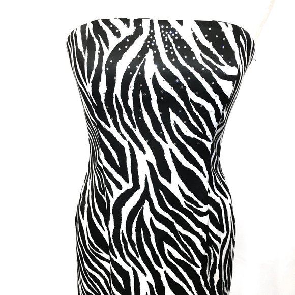 Jessica McClintock for Gunne Sax Y2K Zebra Print Strapless Prom Dress Size 9 - Picture 6 of 10
